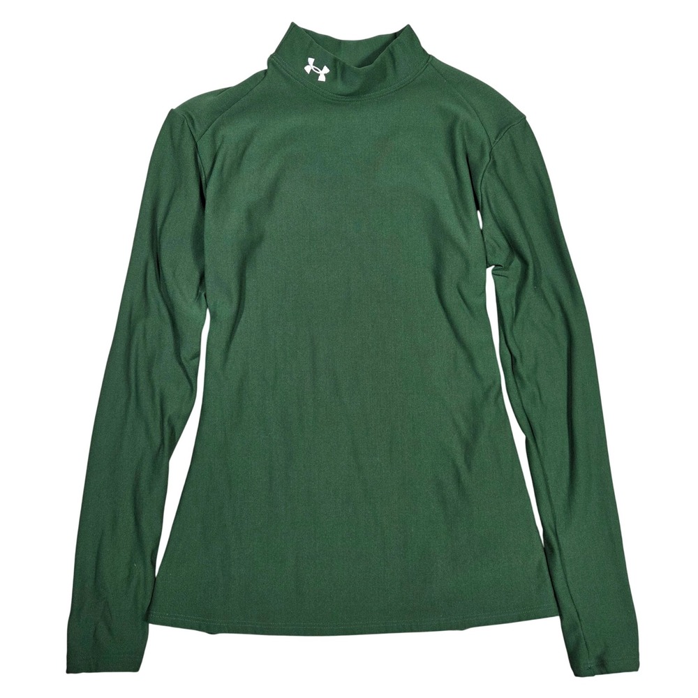 Under Armour Womens ColdGear Mock Neck Long Sleeve Top Green Size Medium